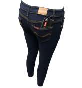 Navy blue skinny jeans with gold lining, high-quality 