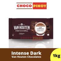 Choco Pinoy Signature Van Houten Intense Dark Chocolate Compound 1kg - Dark Compound Intense Cocoa Professional Quality Large Block Chocolate