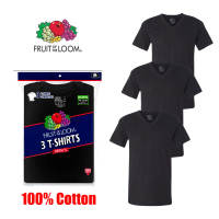 [Delivery in 3 Days]3PCS Fruit of the Loom Men Classic Black V-neck 100% Cotton Black tshirt