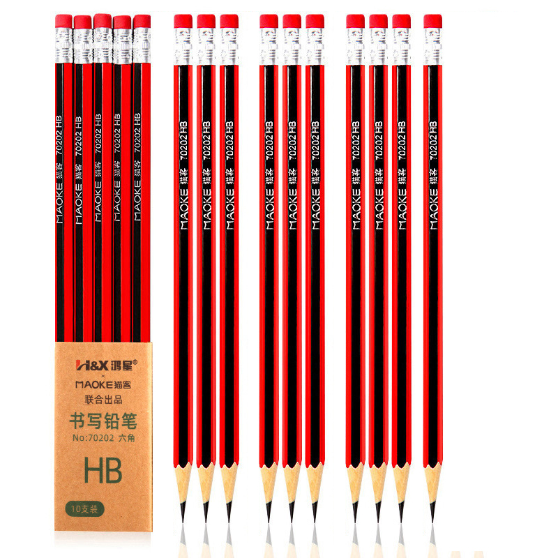 10/30Pcs HB Graphite Pencil Wooden Pencil ChildrenS Writing Pencil Test Sketch Pencil Red Stick Stationery Pencil