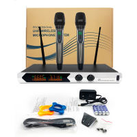 Wireless Microphone System for Church Karaoke Machine Speech Wedding Party Singing Dual UHF Handheld Cordless AA Battery Mic Set Work Range 328FT/100M Dynamic Microphone