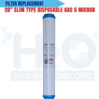 Disposable Granulated Activated Carbon Filter Replacement 20″ x 2.75″ 5 Micron 1 PC Slim Type H2O Restore GAC