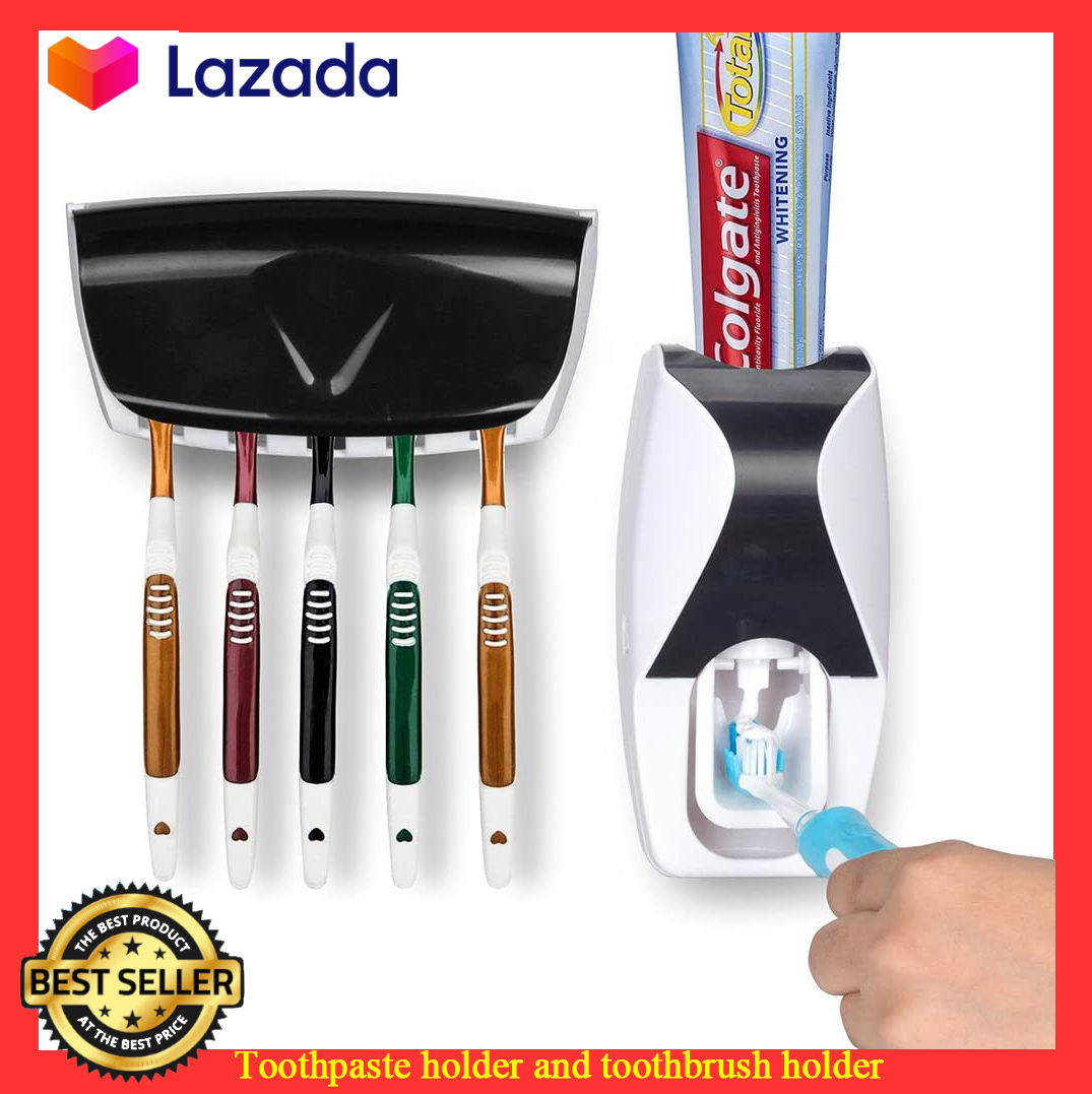 NEW Toothpaste Dispenser Tooth Brush Wall Mounted Stand Automatic Squeezer 6L