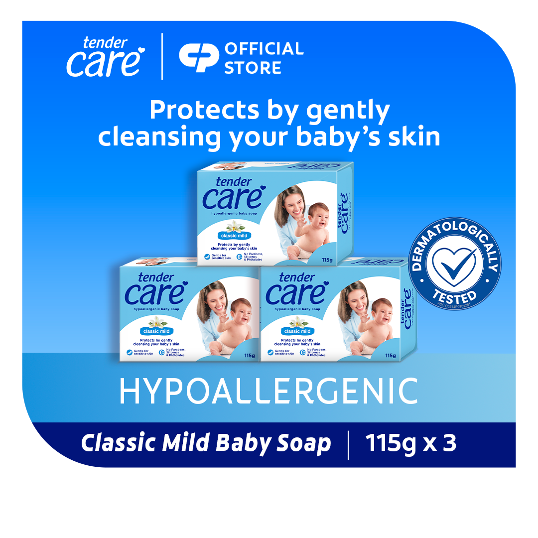 Tender Care Classic Mild Baby Soap - Hypoallergenic & Dermatologically Tested 115g Value Pack of 3
