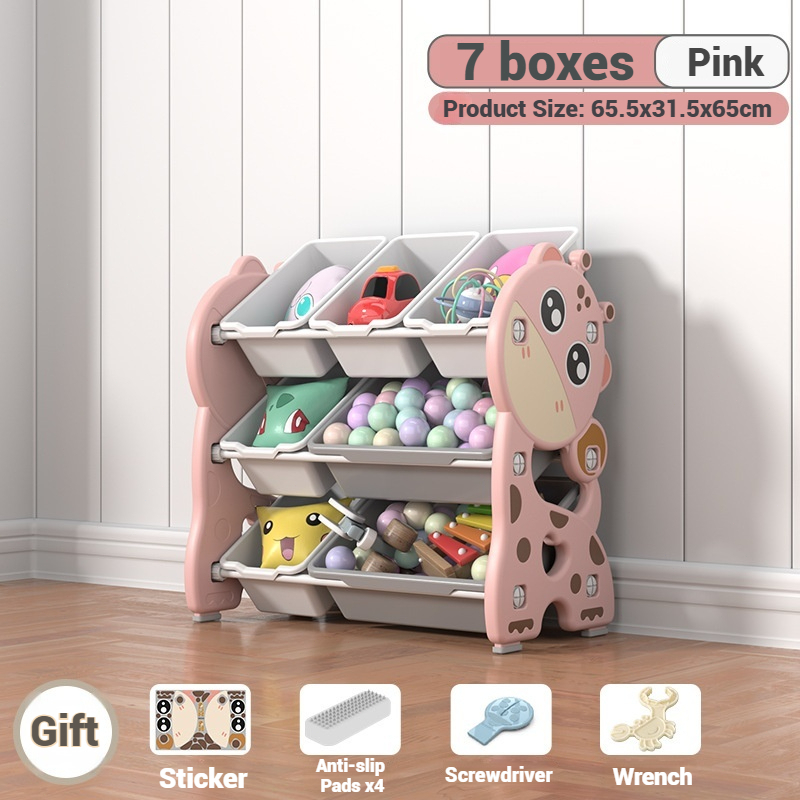 Playpark 4 Layers Kids Toy Storage Rack Large Capacity Detachable Moving Organizer Cabinet Deer