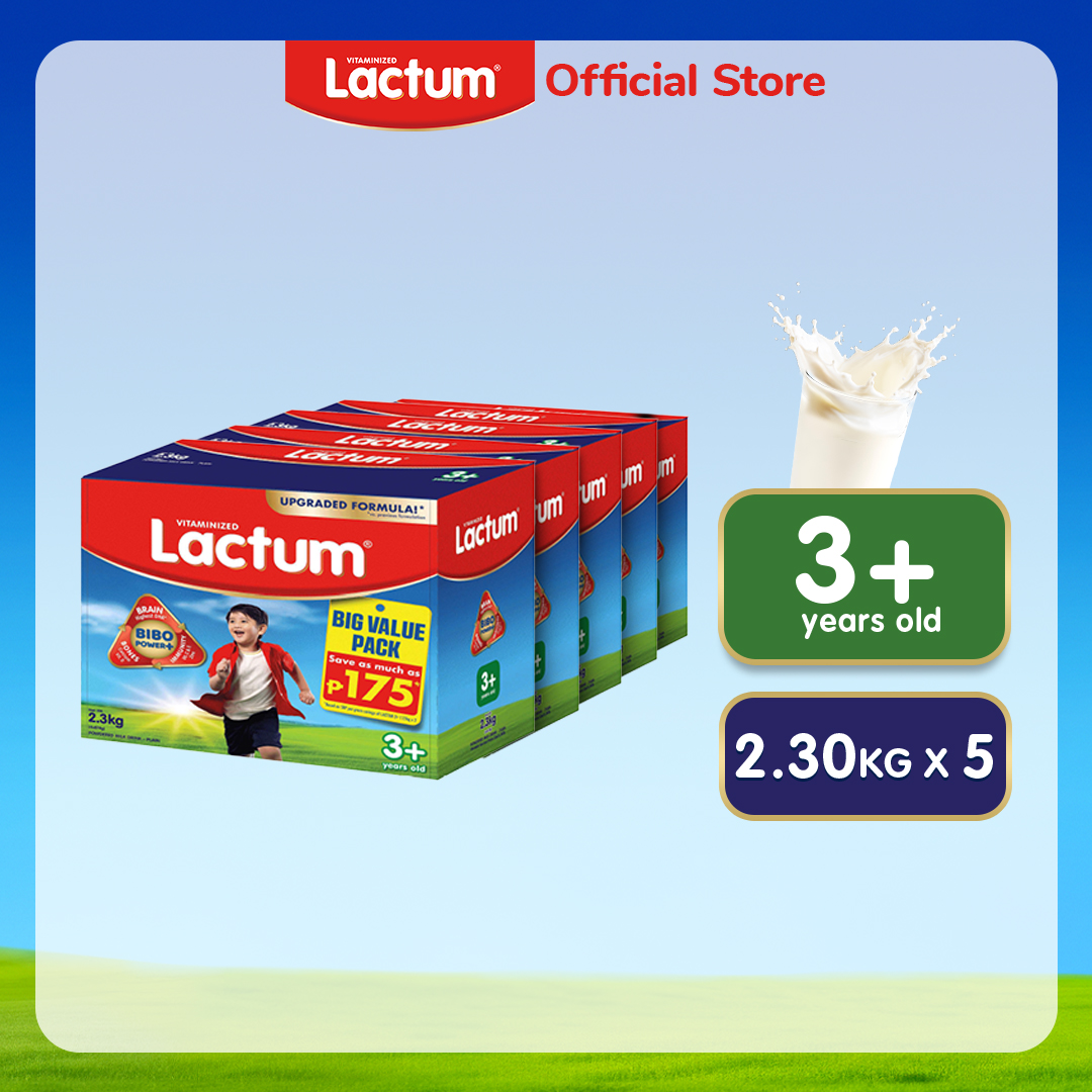 Lactum 3+ Plain Powdered Milk Supplement Drink for Children / Kids 3+ Years Old 11.5kg (2.3kg x 5)