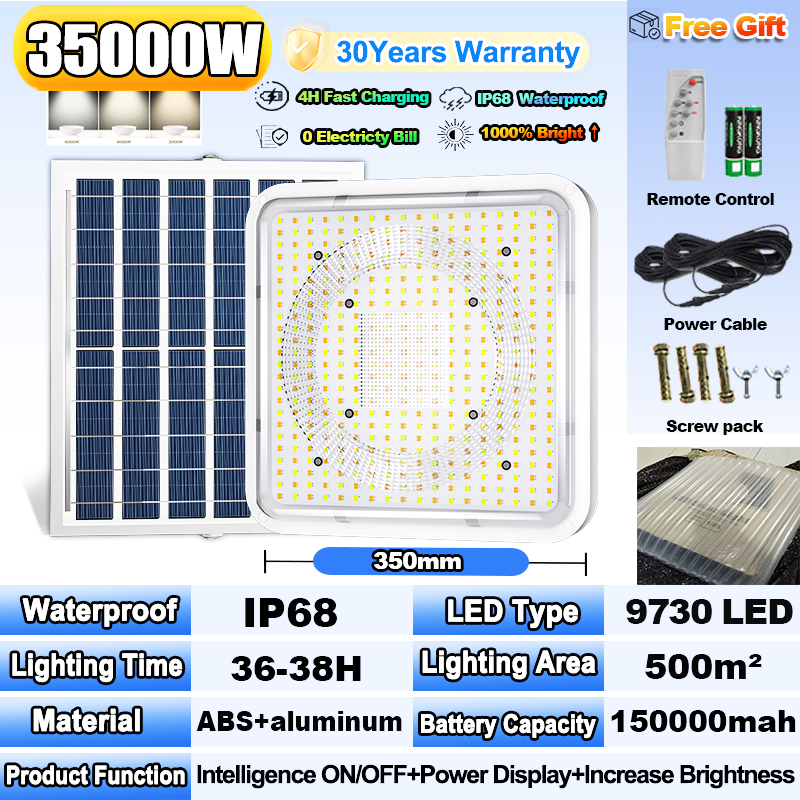 【 Square】 Solar Ceiling Light 4000W Indoor Outdoor solar lights inside the house home Bedroom Stair Balcony lamp original LED waterproof IP68 Dust and mosquito prevent 10M Power cord Automatically up Dimmable Remote Control COD 30year warranty