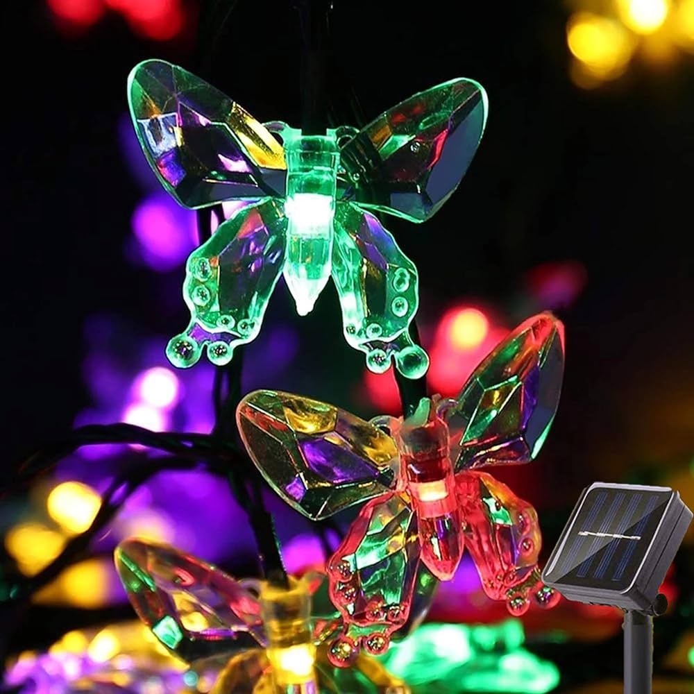 Lozzby 30Led Butterfly Solar Decorative Lights String Christmas Lights Holiday and Party Outdoor
