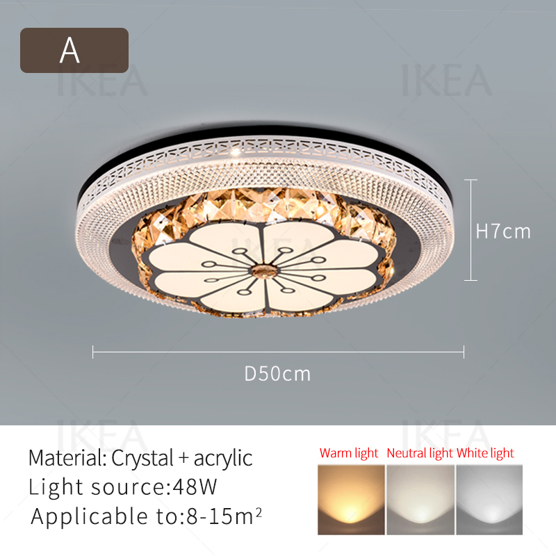 Living room low ceiling lamp bedroom simple chandelier LED dining room crystal light