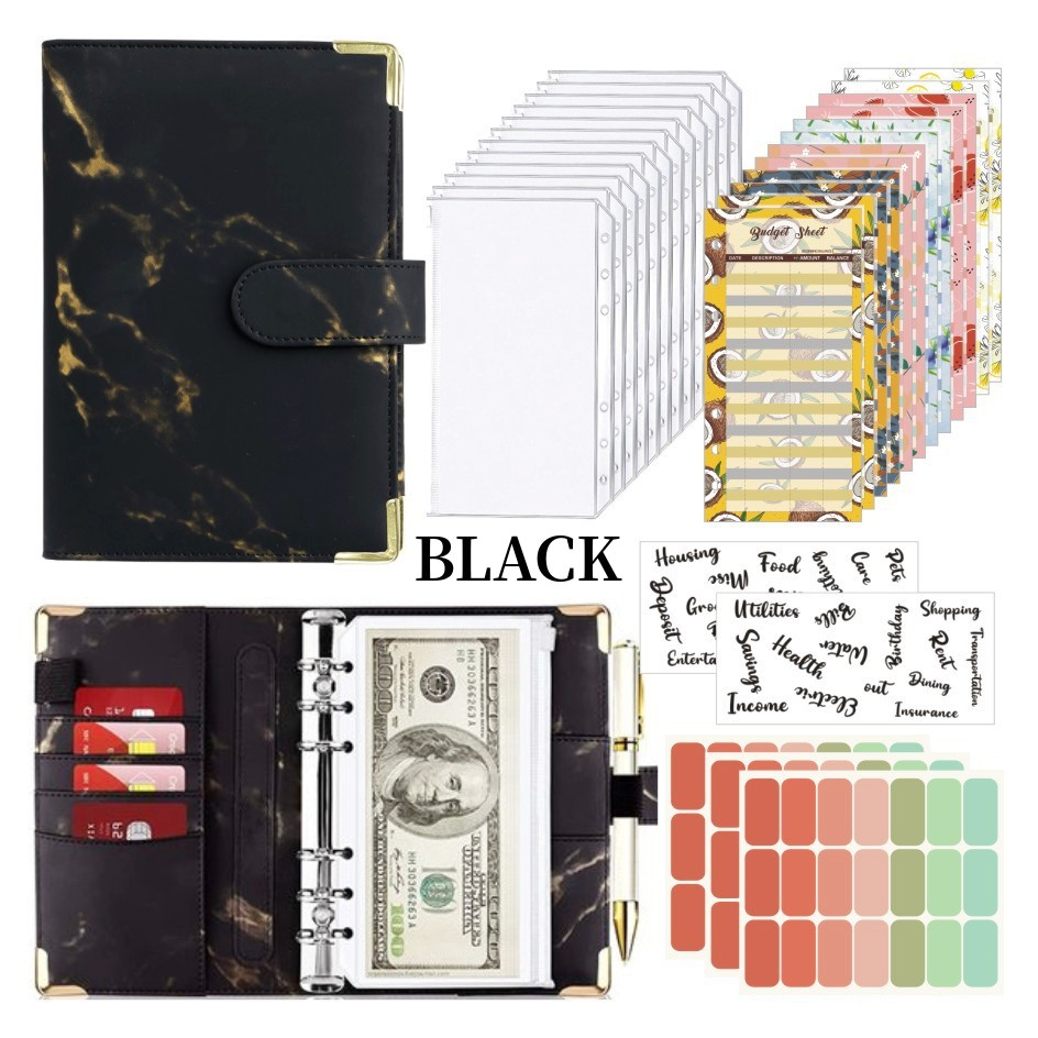 A6 Budget Binder Set Budget Cash Envelope Loose Leaf Planner Organizer Accounting Notebook