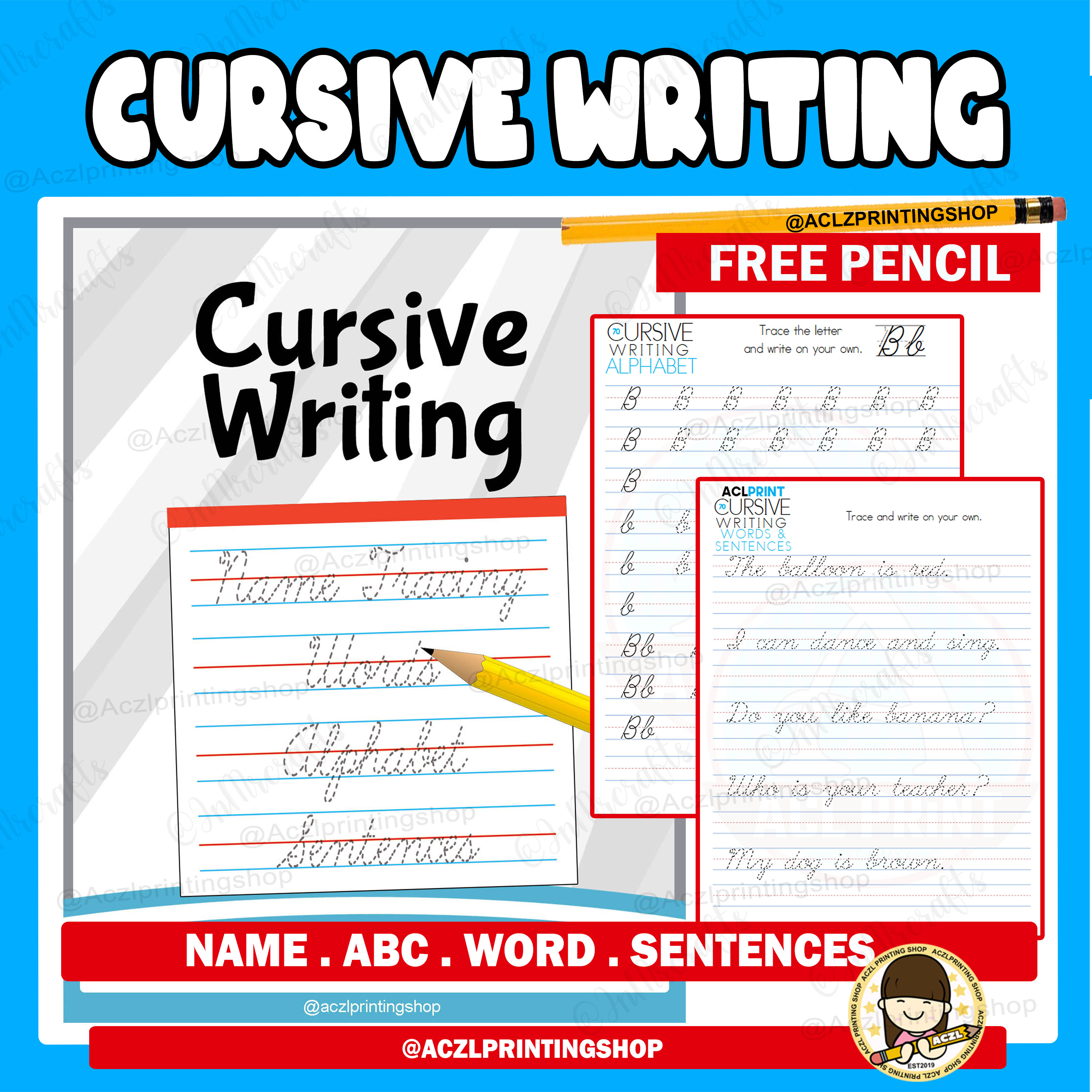 CURSIVE WRITING WORKSHEET FOR KIDS ( 70 PAGES ) - ACZLPRINTINGSHOP