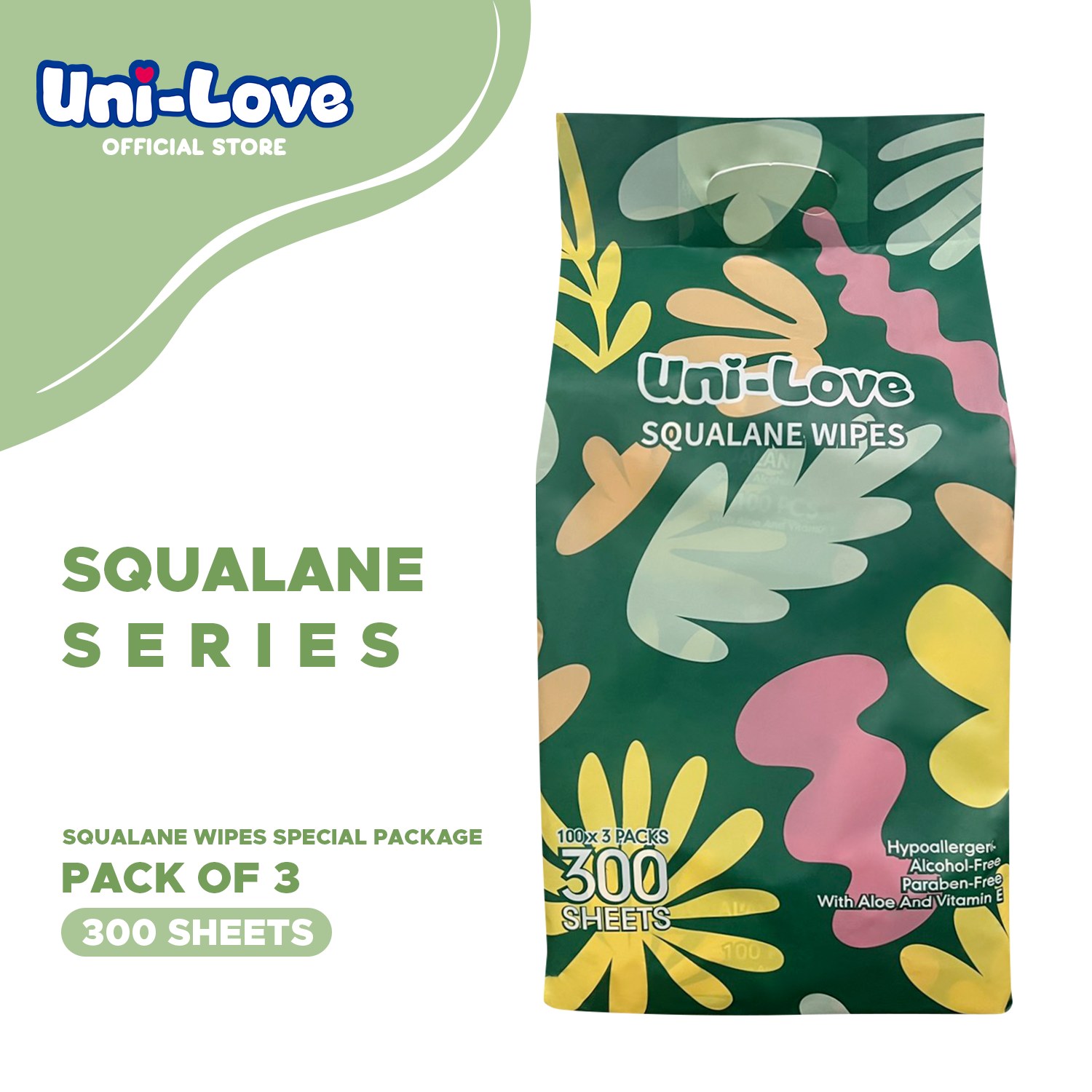 UniLove Squalane Wipes 300s (Special Package Pack of 1