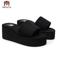 MITATA 7cm Heels Wedge Lightweight Women Slippers