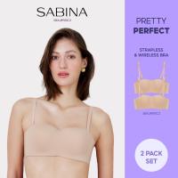 (2 pcs) SABINA Wireless Non-Push Up Seamless Strapless Body Bra | SBXU8900C3 Sand | Women