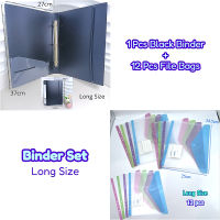 Long Binder Set 1 PCS File Folder + 12 PCS Loose Leaf Bags Paper Organizer Transparent File Bag Set