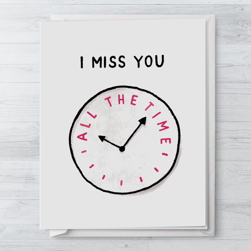 Popol - I Miss You All The Time - Love Greeting Card Anniversary Valentines Cute Sweet I Love You Card Wedding