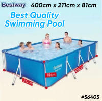 Bestway Steel Pro Rectangular Folding Swimming Pool Frame Set  / 221cm *15cm *43cm / 259cm *170cm *61cm / 300cm *201cm *66cm / 400cm *211cm *81cm / Four Sizes Best Quality Original Swimming Pool No Airpump Required Easy Set Up