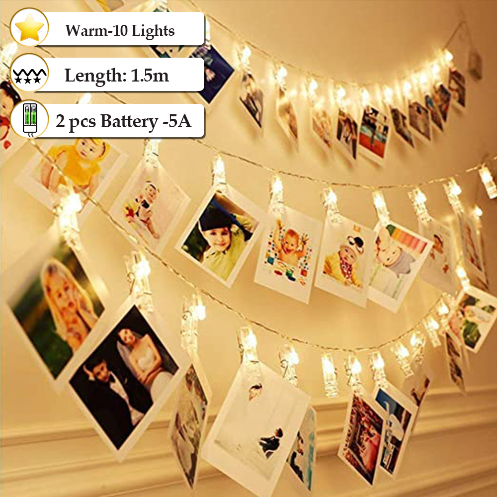 with photo clip christmas String Lights Battery Operated Starry Fairy String Lights with Clips for Pictures Bedroom Wall Patio Halloween Thanksgiving Christmas Party Wedding decorations for room