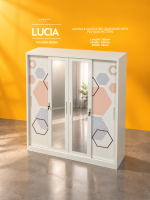BETHANY | Grand 4-Door Full Steel Wardrobe with Full Sized Mirrors Shelves and Hanging Rod