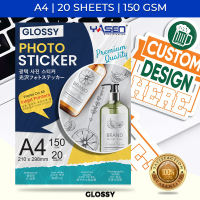 Yasen A4 Waterproof Photo Sticker Paper 20 PCS – 90/135/150GSM Printable Self-Adhesive Paper for DIY Projects