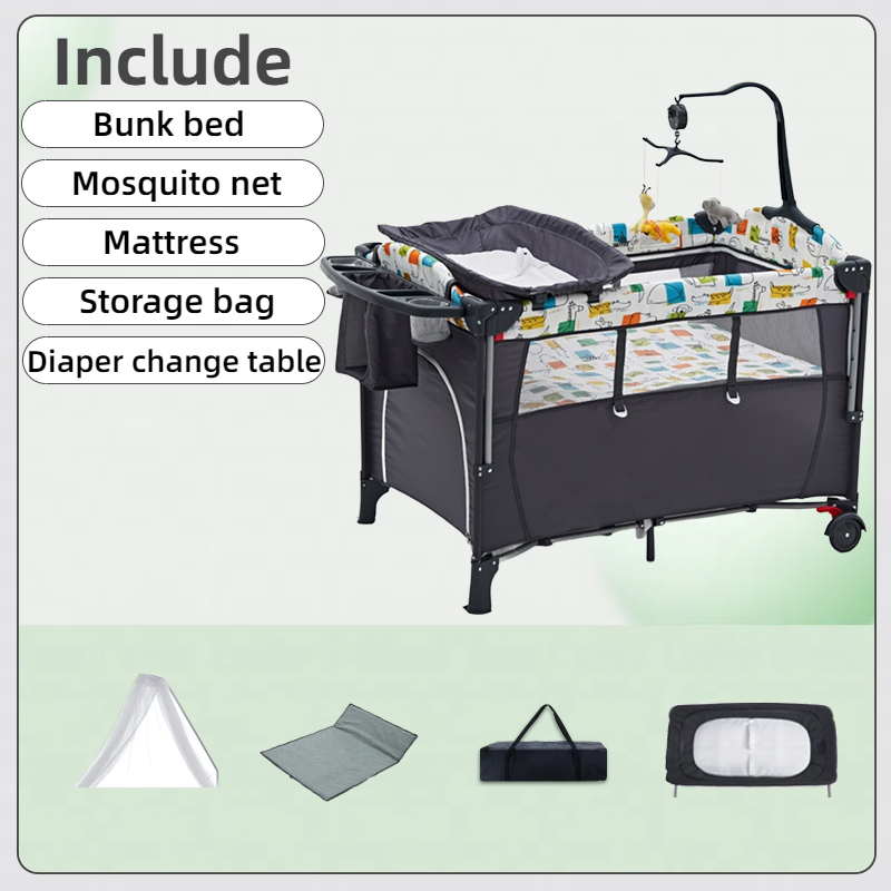 Bedside Bassinet for Baby Baby Crib with Mosquito Net Mattress Diaper Changer Portable Crib for Baby Pack and Play with Bassinet 5 in 1 Bedside Crib