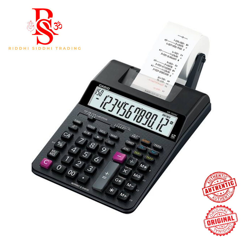Casio Printing Calculator HR-100RC HR 100 RC Original Printing Calculator Adding Machine with Paper Roll