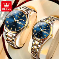 OLEVS Relo Buy 1 Take 1 Couple Sale 2023 Original Waterproof Pawnable Fashion Elegant Stainless Steel Casual Imported Quartz Watch for Women /Men Valentines Day gift