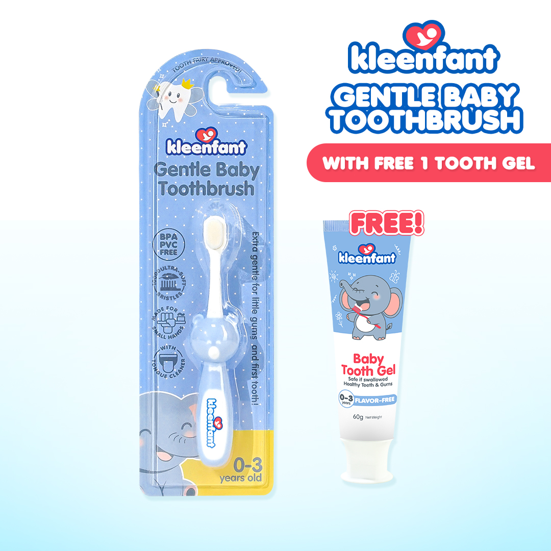 Kleenfant Baby Toothbrush Ultra Soft Bristles BPA-Free w/ Tongue Cleaner | Buy 1 Get 1 Tooth Gel