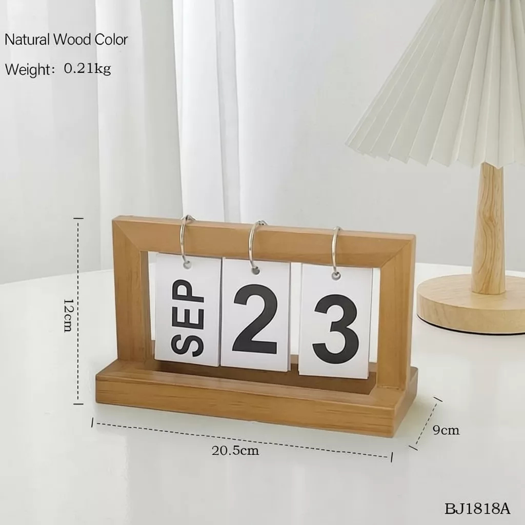 Nordic Style Wooden Page-Turning Calendar Natural Wood Grain Home Decor Office Decor Calendar