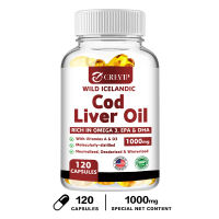 Wild Icelandic Liver Oil Capsules - Mayaman sa OMEGA 3 EPA DHA Vitamins A at D3 1000 mg bawat serving - para sa suporta sa kalusugan ng puso kasukasuan utak at immune