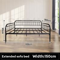 TABLETROVE Metal Sofa Bed Frame White/Black Multifunctional Bed For Dormitory High Load Bearing