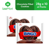 Bingo Double Choco Chocolate Filled Choco Sandwich Cookies 28g x 10 - Pack of 2