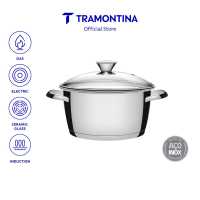Tramontina Allegra 16/20/24cm Deep Casserole with Tempered Glass Lid 18/10 Stainless Steel/Tri/3/Ply/Induction
