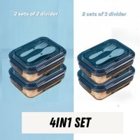 Locaupin Glass Lunchbox For Adult Bento Airtight Food Storage Dispenser Microwavable Leakproof Container with Tableware