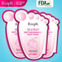 RtopR Mango Foot Mask Peel Dead Whitening Moisturizing Exfoliating Renewal Pedicure Remove Dead Skin Heel Socks Peeling Foot Care