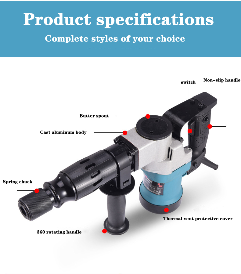 Electric Demolition Hammer Drill Concrete Breaker Punch Jackhammer