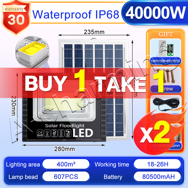 【2026 NEW】solar flood light 70000W outdoor waterproof IP68 original 1103LED 680000mAh with solar panel 70000W 40000W 20000W 15000W 2000W garden lamp room night light bulb for courtyard automatic with remote control christmas decorations 2026