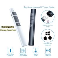 NOXIER 2.4G Rechargeable Wireless PowerPoint Presenter Clicker With Laser Remote Control For Office PPT Presentation Pointer Pen