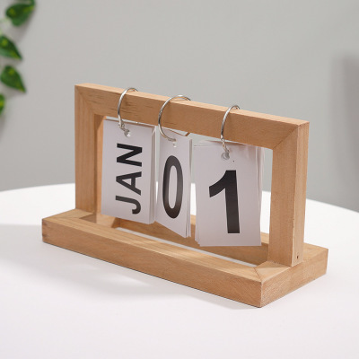 Wooden Calendar Nordic Simple Desk Calendar Page Calendar Multicolor Flipping Calendar Small Ornamen