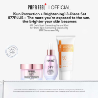 PAPA FEEL 577 Fade Dark Spot Sunscreen Set Lightweight Text | 577 Glowing Dark Spot Cream + Serum | 219X Sunscreen Niacinamide Serum Isolation