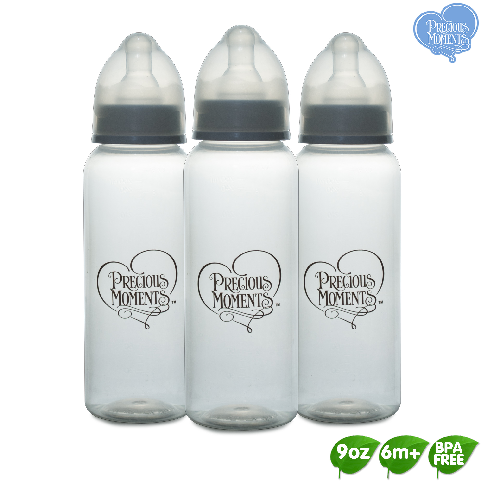 Precious Moments 3pc. 9oz Regular Clear Feeding Bottle