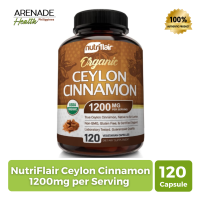 EXPIRY 11/2026 NutriFlair Ceylon Cinnamon 1200mg per Serving - 120 Vegetable Capsules