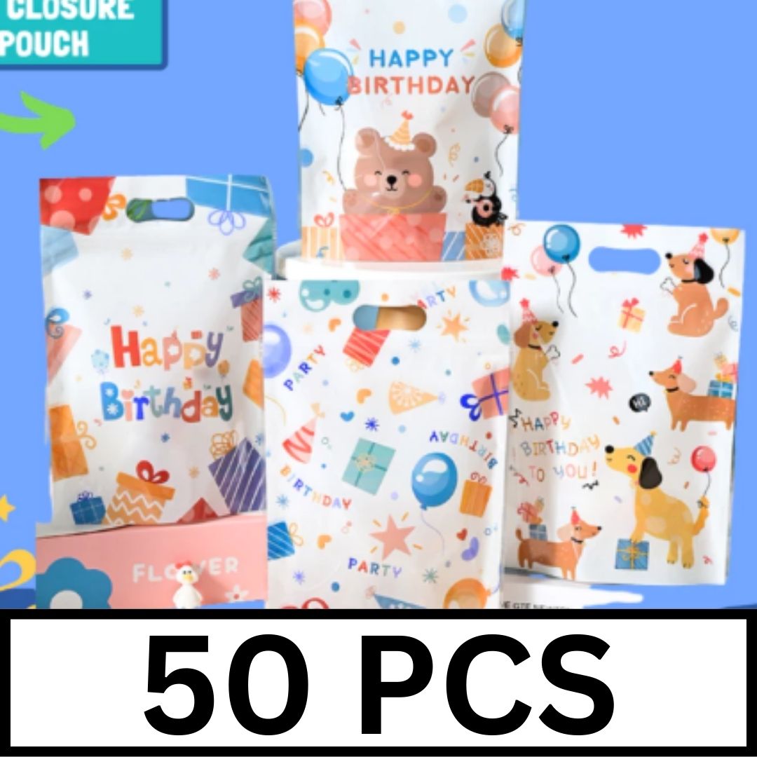 PP1058 Happy Birthday Bear Loot Bag Chips Bag Chipsbag Zip Candy Party Giveaway Souvenir