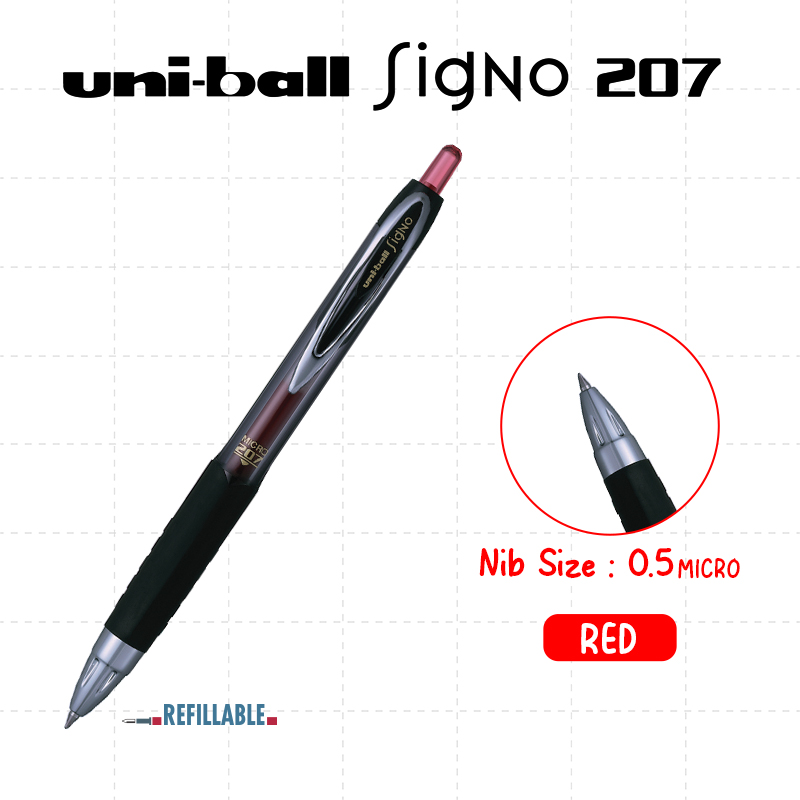 Uni-ball Signo 207 Gel Pen 0.7mm & 0.5mm Micro Tip – Smooth Quick-Drying Ink in Black Blue and Re