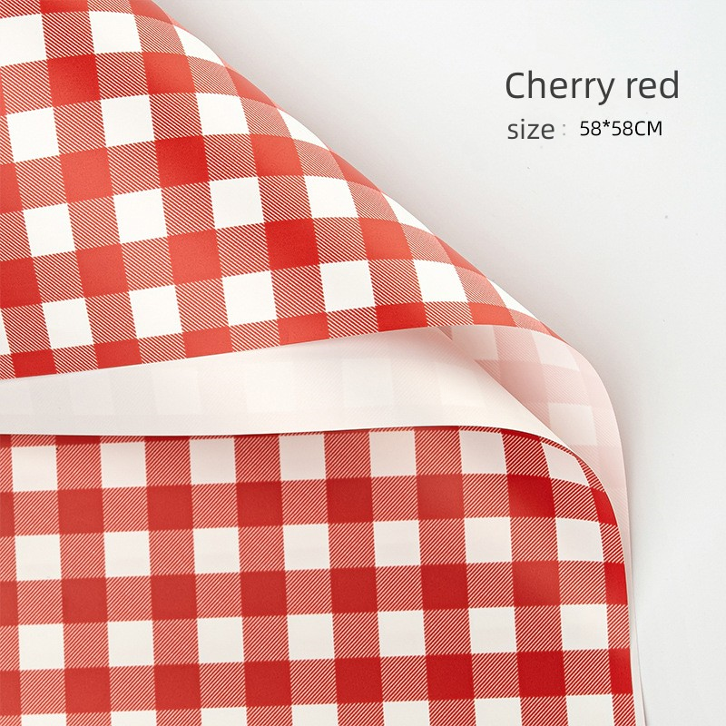 20pcs summer checkered floral paper small fresh waterproof flower packaging paper simple square pattern