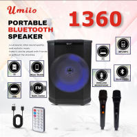 Umiio 1360 Portable Bluetooth Disco Speaker Two Wireless Microphone Light Weight Karaoke Speaker Super Bass Profession Audio