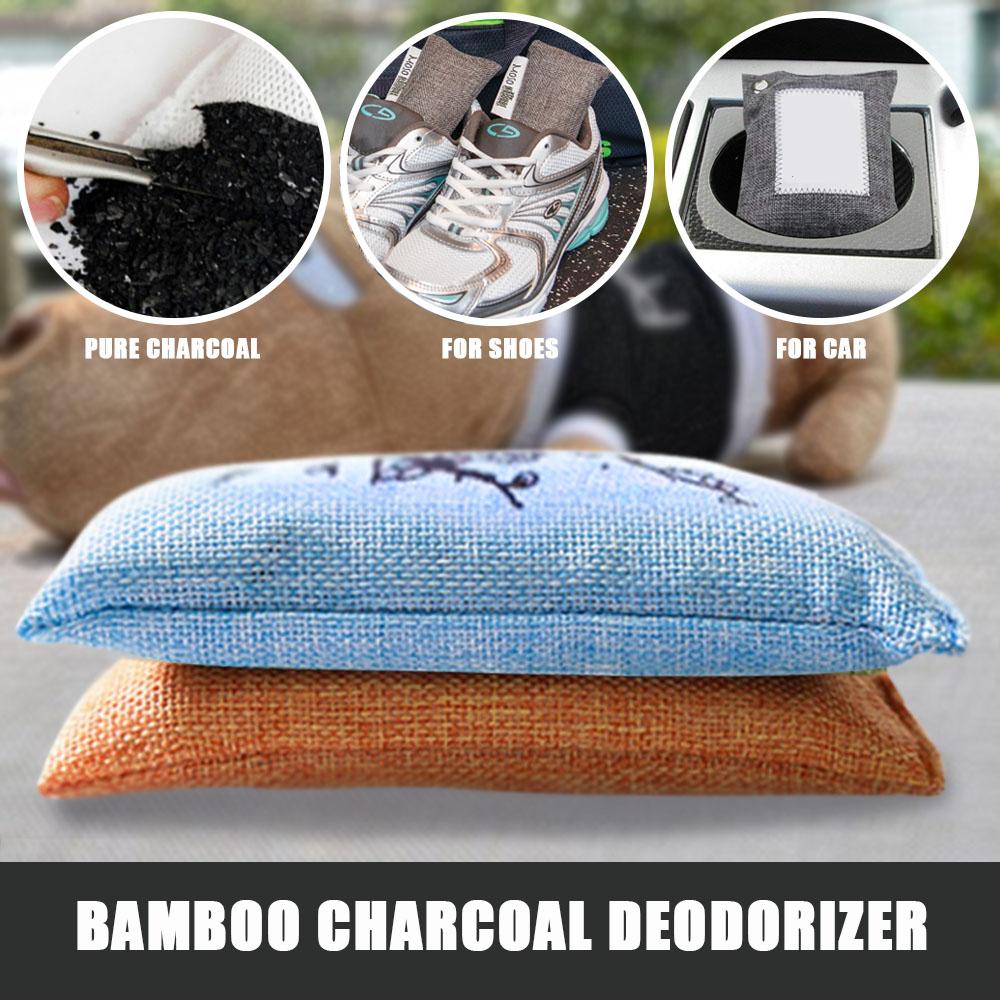 Bamboo Charcoal Deodorizer for Car , Refrigerator , Smelly Shoes and Bags , Cabinet , Room , Kitchen Activated Carbon Bag for Removing Smelly Odor of your Things and Supplies Set of 2 Pcs.