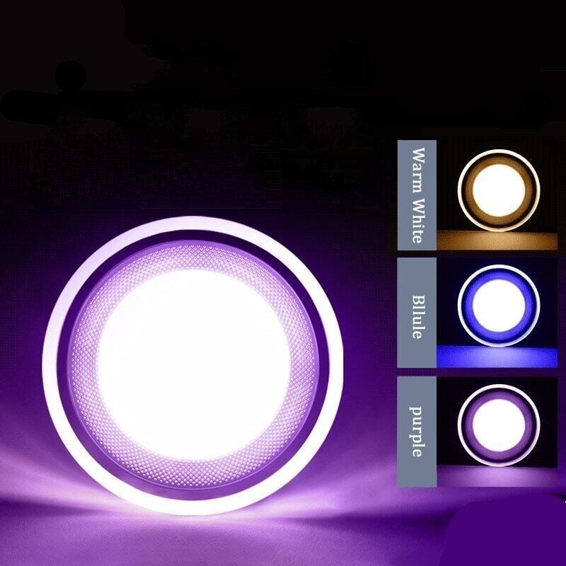 Tri Color RGB Pin Light LED Downlight Ceiling Light Ultra-Thin 3 Color PinLight 7W Purple/Blue/Warm 4 inches Panel Light for Living Room Bedroom Indoor Bar Restaurant Led Light
