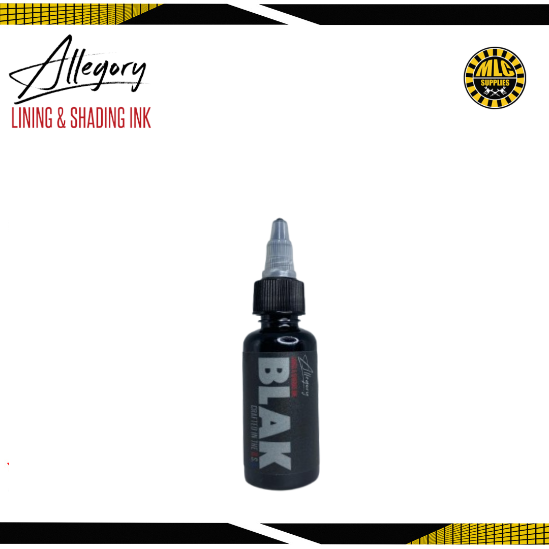 Allegory Blak & Ultra Blak Tattoo Ink for Shading and Lining 1oz | MLC Tattoo Supplies