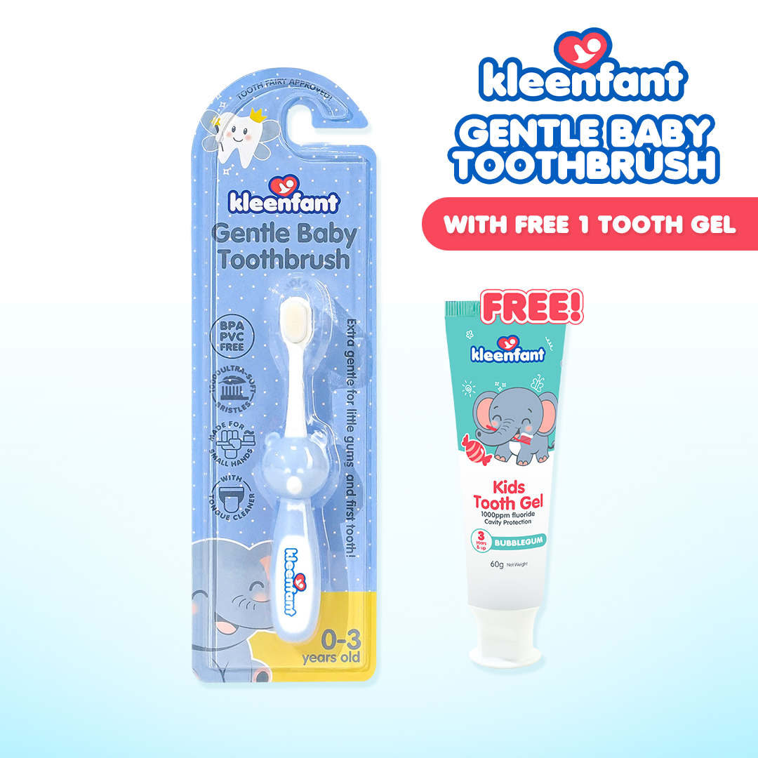 Kleenfant Baby Toothbrush Ultra Soft Bristles BPA-Free w/ Tongue Cleaner | Buy 1 Get 1 Tooth Gel